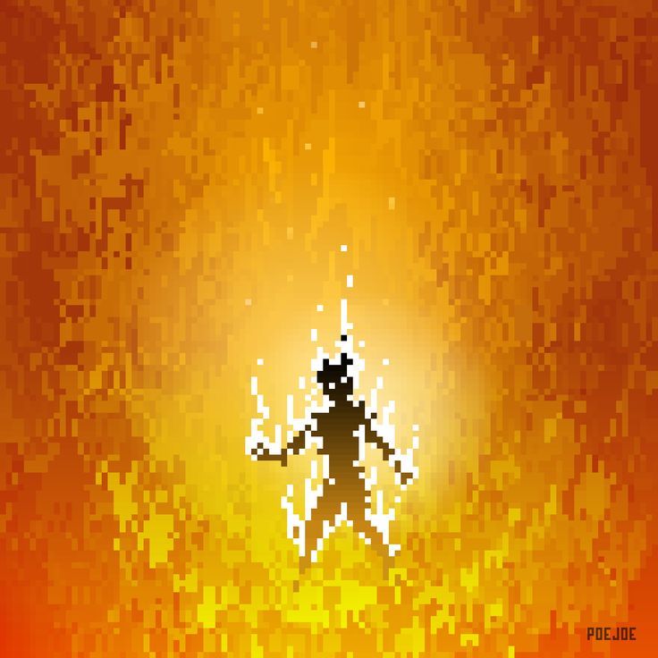 Пиксельная картинка человека в огне.